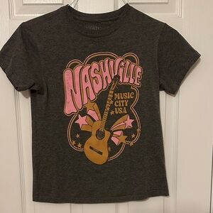 Mighty Fine Nashville Music City Kids T-Shirt - Charcoal and Pink